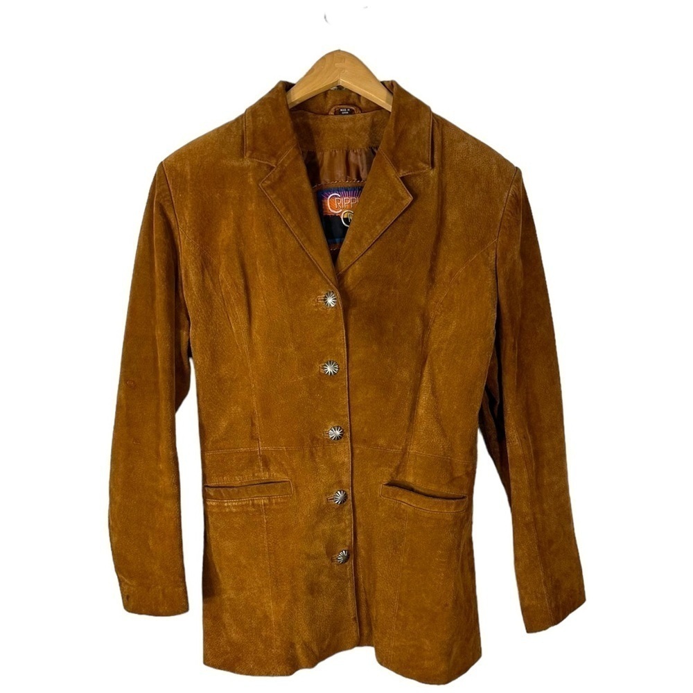 Cripple Creek Leather Blazer Jacket Tan Size Large - Picture 6 of 12